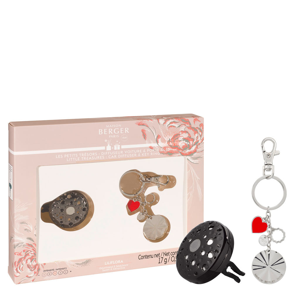 Duo mini autodiffuser & sleutelhanger Ophelia Zilver/Gun Metal
