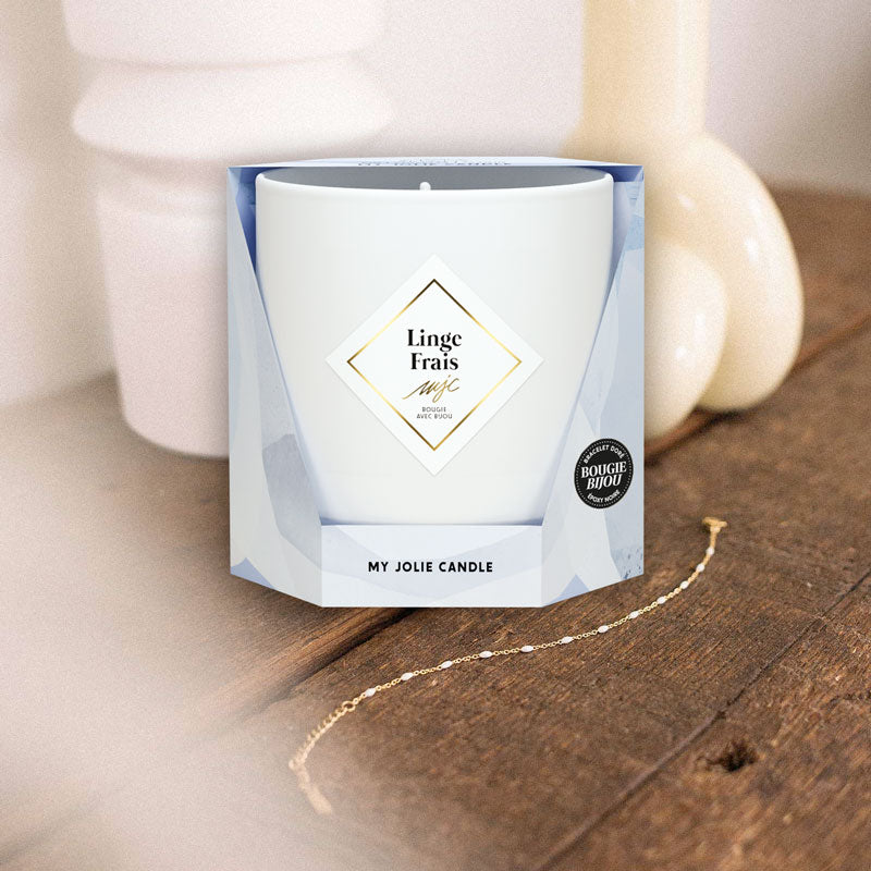 My Jolie Candle Geurkaars 180g Linge Frais met armbandje