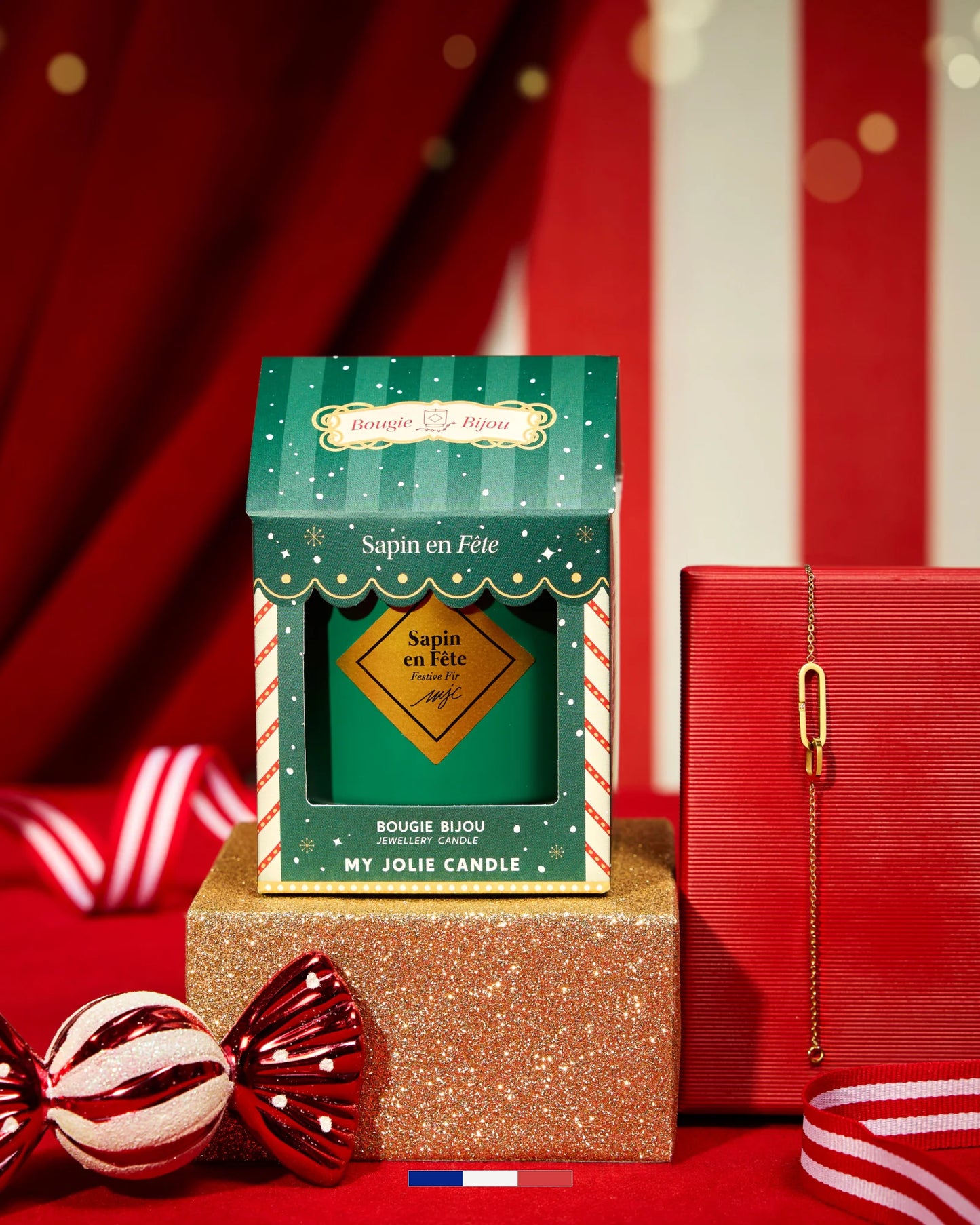 Geurkaars met sieraad armband Sapin en Fête