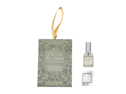 Giftset cocooning Kussenspray 50ml & geurkaars 30g Cotton Flower | Katoenbloem