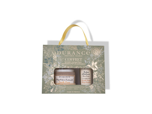 Giftset geurkaars 180g & Roomspray 100ml Orange-Cinnamon | Sinaasappelkaneel