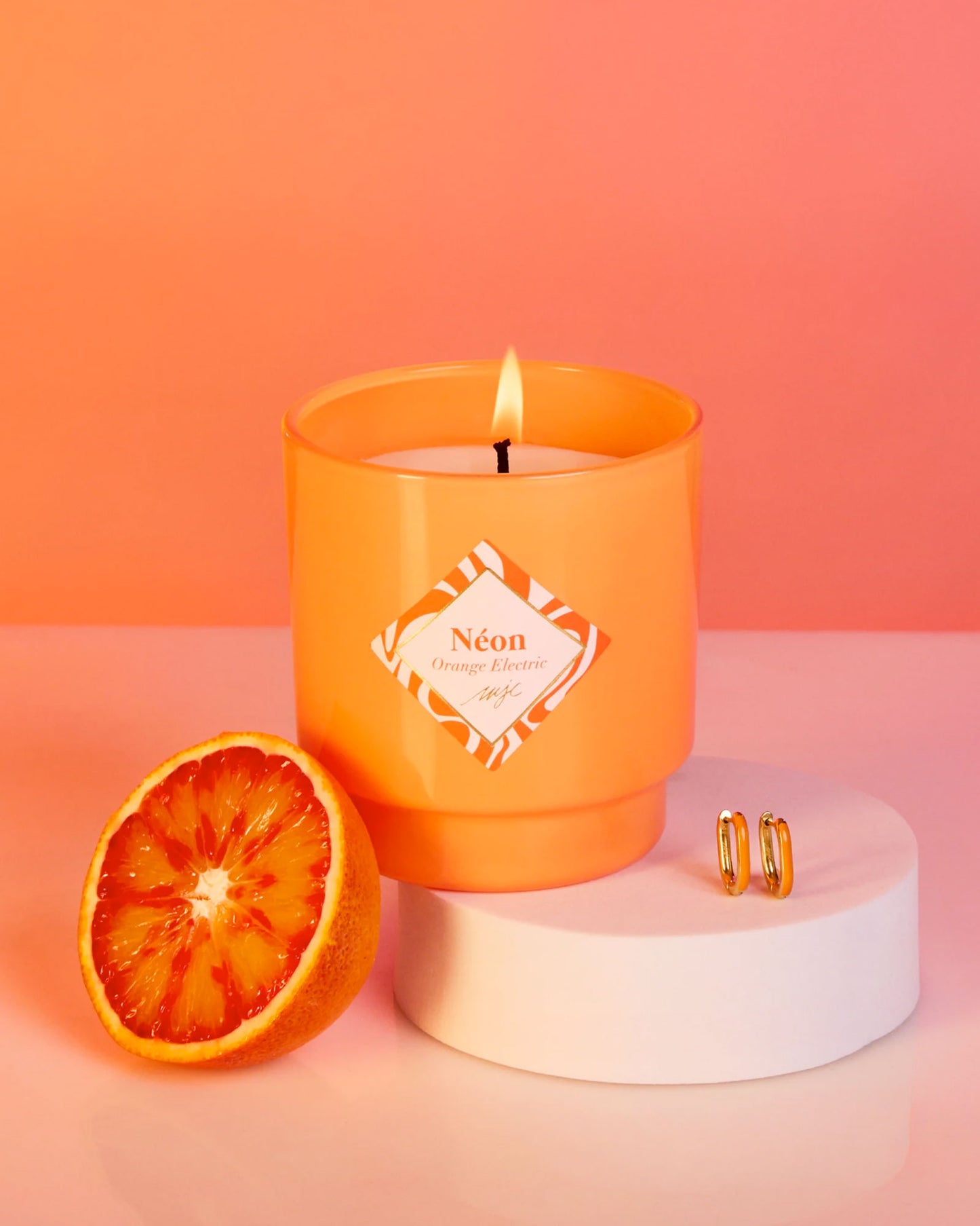 Geurkaars met oorbellen Néon - Orange Electric