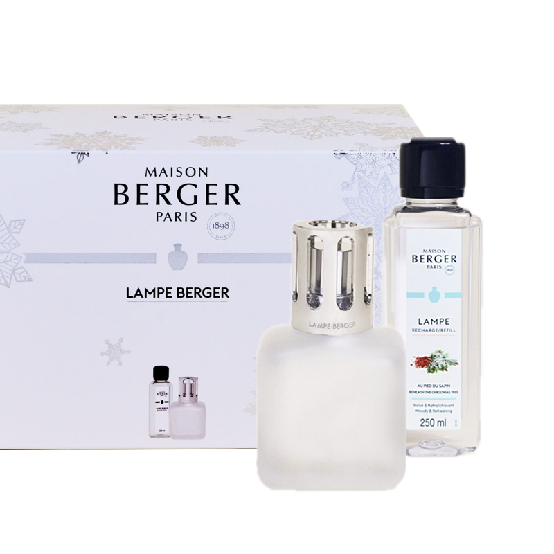 Giftset Lampe Berger Glacon Givree Winter met huisparfum Sapin Festif 250ml - verpakking - lampe berger - huisparfum